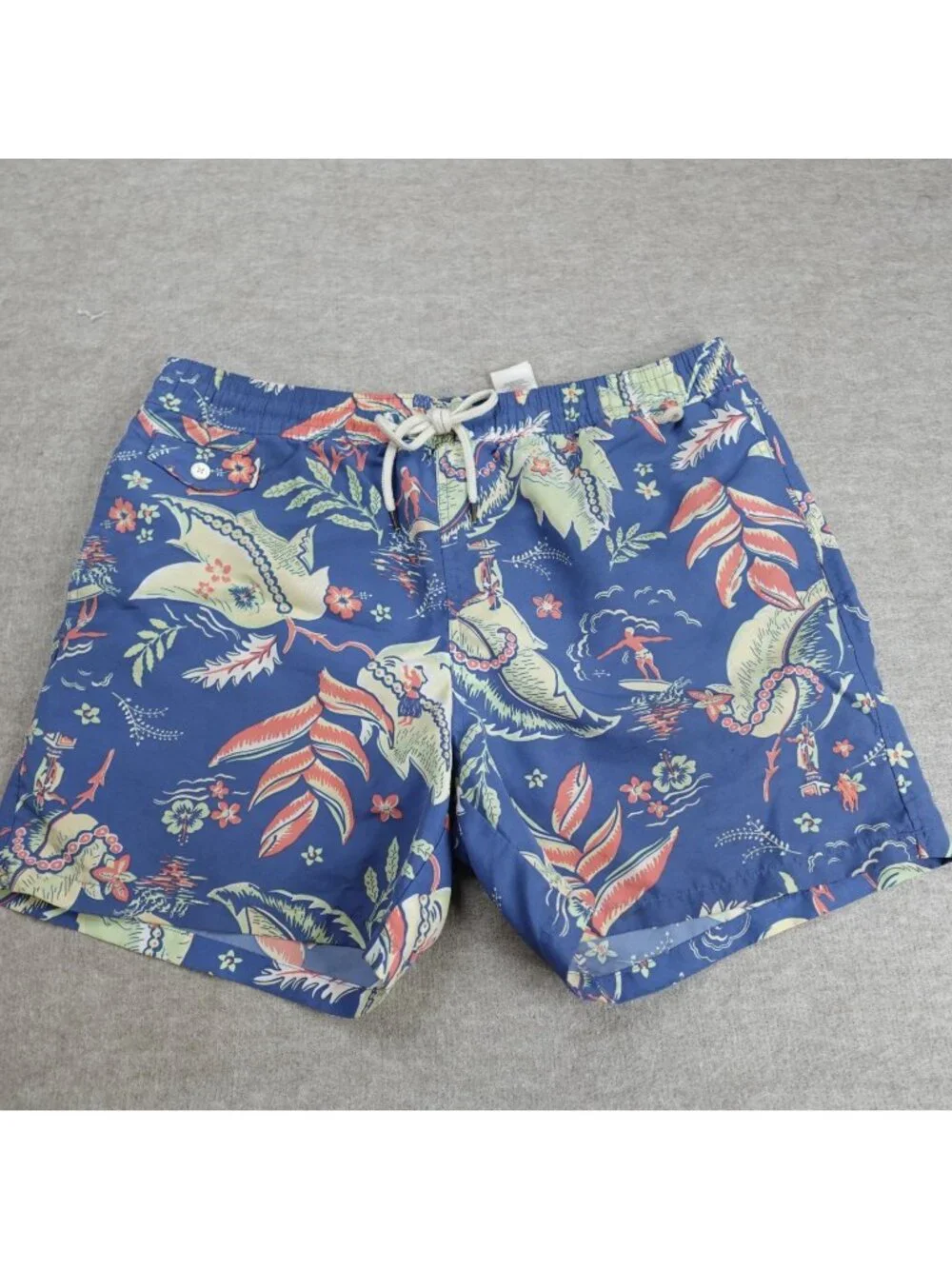 Polo Ralph Lauren Swim Shorts XL Blue Hawaiian Print Surfer Hula Girl